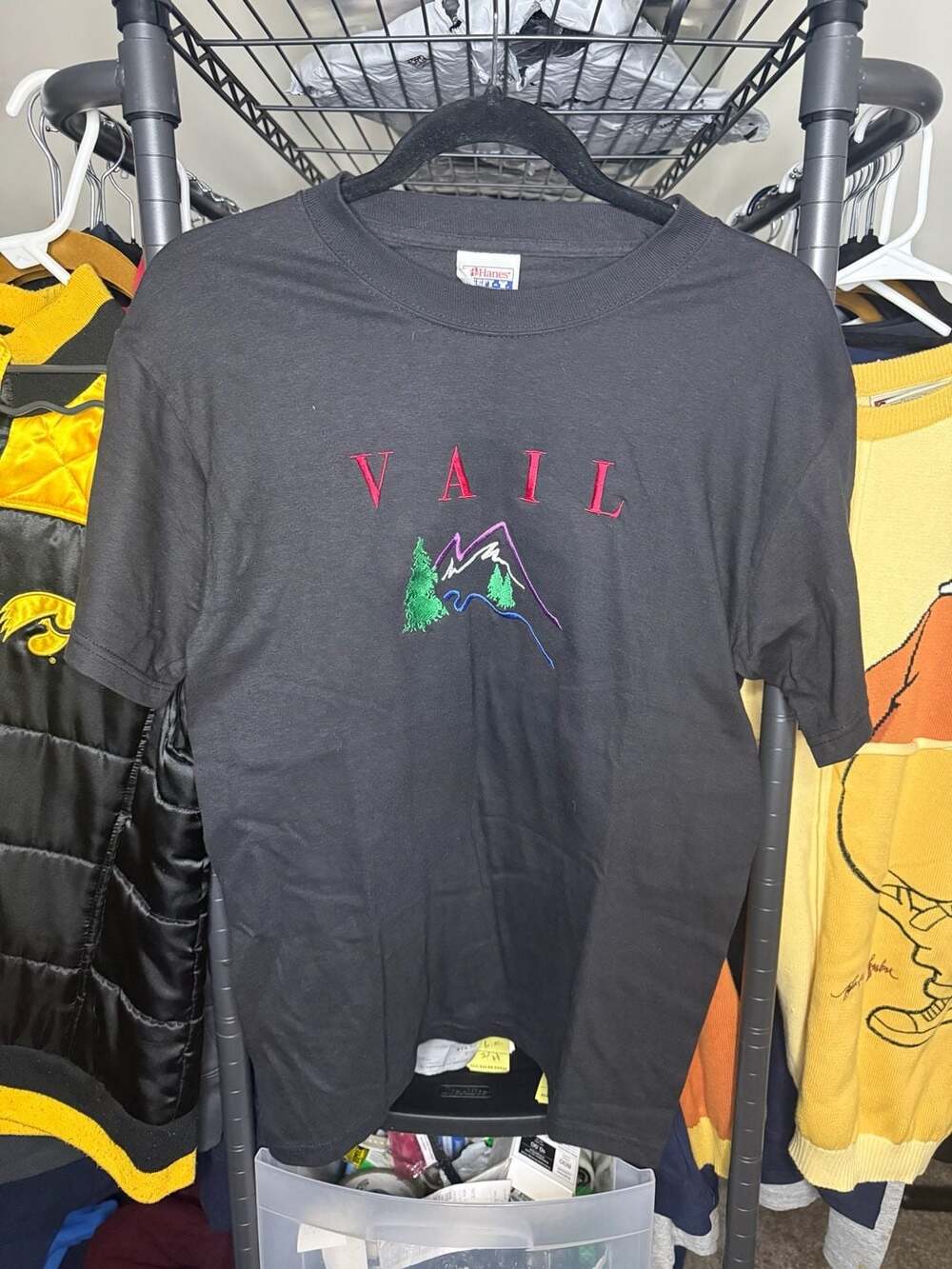 Vintage Hanes Beefy-T Vail Colorado Embroidered Mountain T-Shirt Size Small